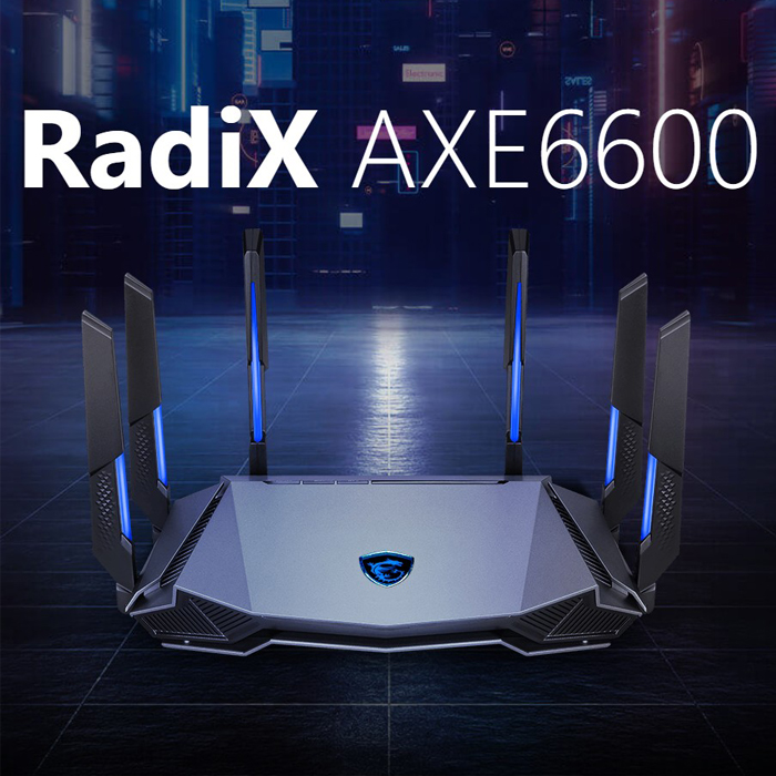 Enrutador MSI RadiX AXE6600, Tri Banda WiFi 6E, 802.11ax, Tecnología OFDMA, MU-MIMO 2.4GHz/5GHz/6GHz, 6x Antenas, RJ-45 Gigabits, USB 3.0, Cifrado WPA-PSK/WPA2-PSK/WPA3-PSK, WPS. RadiX AXE6600 WiFi 6E Tri-Band