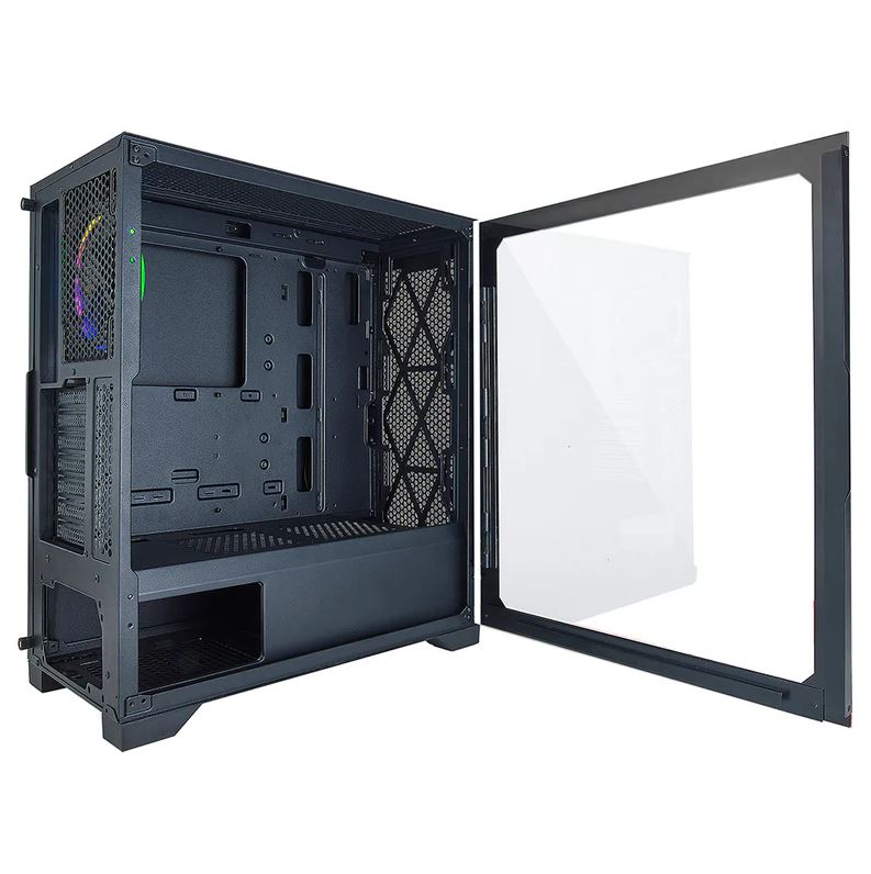 Caja ATX AZZA Hive 450 - Conectores 1x USB 3.0 / 2x USB 2.0, ventana lateral, 1x abanico de 120mm ARGB, color negro. CSAZ-450