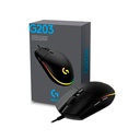 Mouse Logitech G203 LightSync - Ratón óptico alámbrico para juegos, rgb, 8000 dpi, usb, 6 botones, color negro. 910-005790