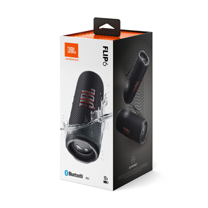 Bocinas JBL FLIP 6 - Altavoces portable resistente al agua y Polvo, Bluetooth 5.1, 30W RMS, 12 horas de batería, Certificacion IP67, Color Negro. JBLFLIP6BLKAM
