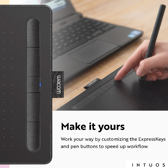 Tableta Digitalizadora Wacom Intuos CTL4100WLE0 - Tabla digitalizadora con lápiz, bluetooth, tamaño 200x160x8.8 mm, área activa 152x95 mm, 2540 lpi, pequeña, color menta.