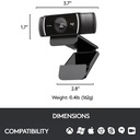 Webcams Logitech C922 Pro Stream - 1080p FHD, tripode de 18.5cm incluido, software Xsplit licencia por 3 meses, compatible con: Windows, Mac, Xbox One, usb, 960-001087