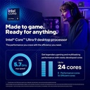 Intel Procesador Intel® Core™ Ultra 9 285K - 20 Núcleos a 3.70GHz, Arrow Lake, Socket LGA1851, 36MB SmartCache, Intel Turbo Boost 5.50GHz. BX80768285K