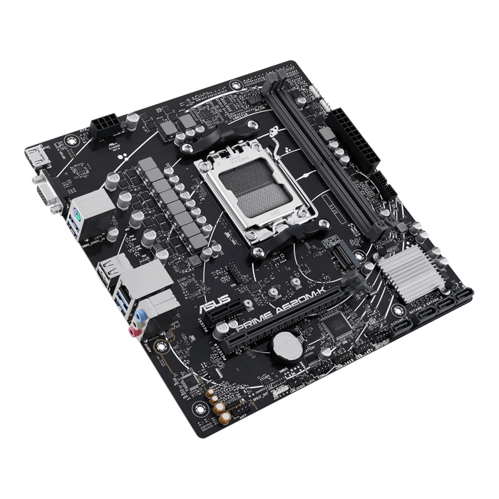 Tarjeta Madre AMD Asus PRIME A620M-K - AM5, AMD A620, 2x DDR5 7200Mhz(OC), Realtek 1Gb Ethernet, PCIe 4.0 x16, DisplayPort, HDMI, VGA, USB 3.2, M.2, SATA 6Gb/s. PRIME A620M-K