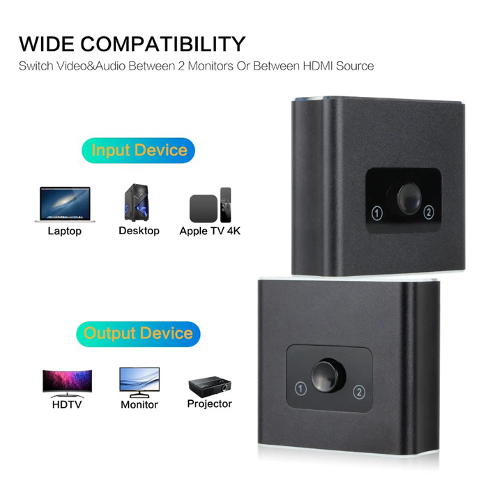 Switch VCOM 2 en 1 - Bidireccional Display Port, (4K) 3840 x 2160, 60Hz. DD732BI