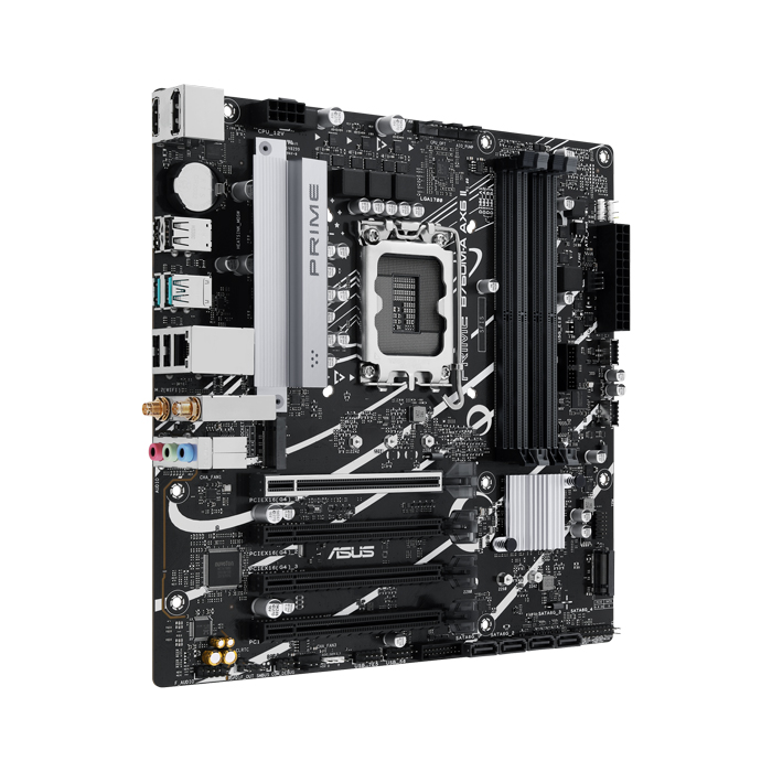 Tarjeta Madre AMD Asus PRIME B760M-A AX6 II - AM5, AMD B760, 4x DDR5 7200Mhz(OC), Realtek 1Gb Ethernet, Wi-Fi 6, Bluetooth® v5.3, PCIe 4.0 x16, DisplayPort, HDMI, USB 3.2, M.2, SATA 6Gb/s. PRIME B760M-A AX6 II