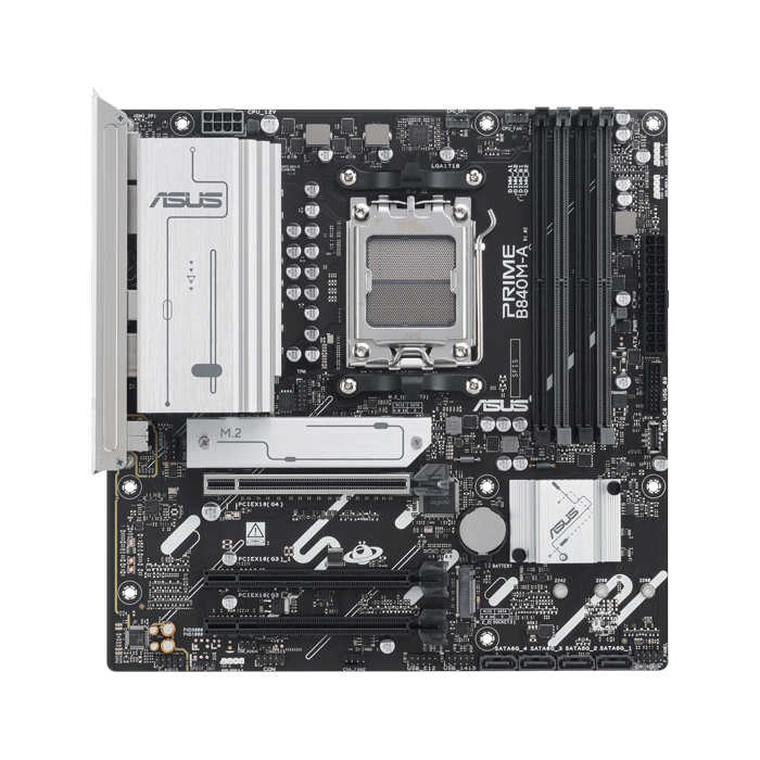 Tarjeta Madre AMD Asus PRIME B840M-A - AM5, AMD B840, 4x DDR5 7600Mhz(OC), ASUS LANGuard, PCIe 4.0 x16, 2x DisplayPort, HDMI, M.2, SATA 6Gb/s. PRIME B840M-A