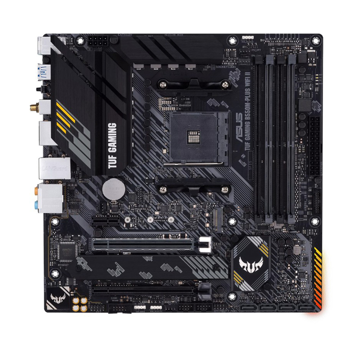 Tarjeta Madre AMD Asus TUF Gaming B550M - AM4, AMD B550, 4x DDR4 3200MHz, Wi-Fi 6 AX200, Bluetooth v5.1, PCI-Express 4.0 x16, AMD 2-Way CrossFireX, DisplayPort, HDMI, USB, M.2, TUF LANGuard. TUF GAMING B550M-PLUS WIFI II