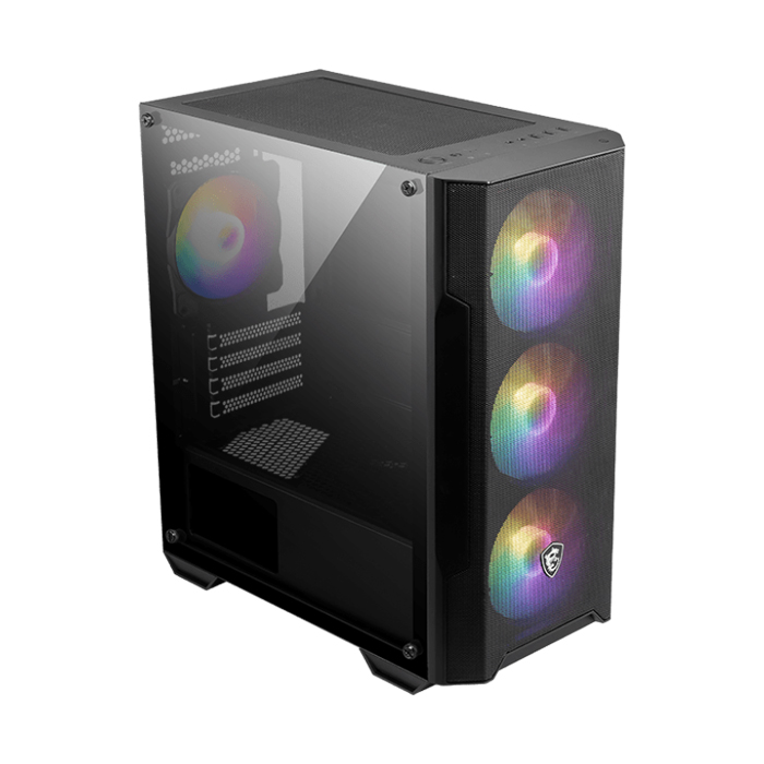 Caja ATX Mini-ATX/ITX MSI MAG Forge M100A - RGB, 2x USB 2.0 Gen1 Type-A, 1x HD audio, 1 x mic.