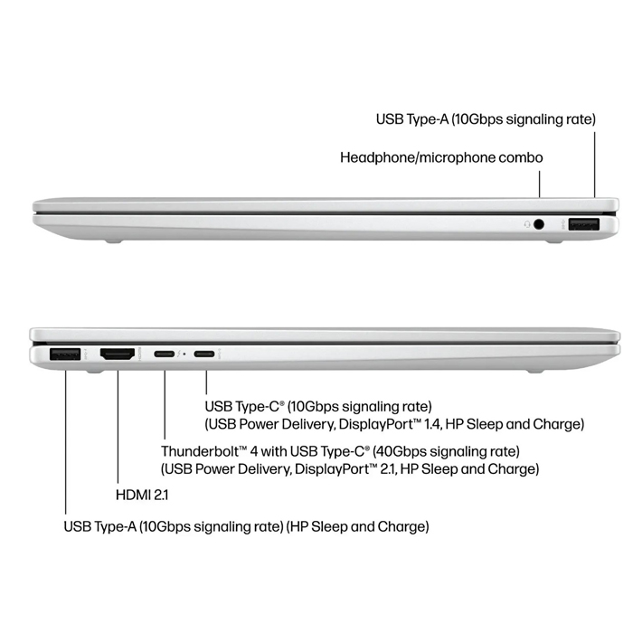Laptop HP 16-AC0013DX - 2 en 1 Envy de 16" pantalla táctil, 1920 x 1200 (WUXGA), Intel ULTRA 5-125U, 16GB, 512GB SSD, Webcam, Wifi, Bluetooth, Windows 11 Home Ingles, Color Plateado. 9S1R5UA#ABA
