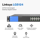 Conmutador (Switch) Linksys LGS124P Rack Mount Switch PoE - Gigabit de 24 puertos ethernet a 10/100/1000Mbps, 12 Puertos PoE+.