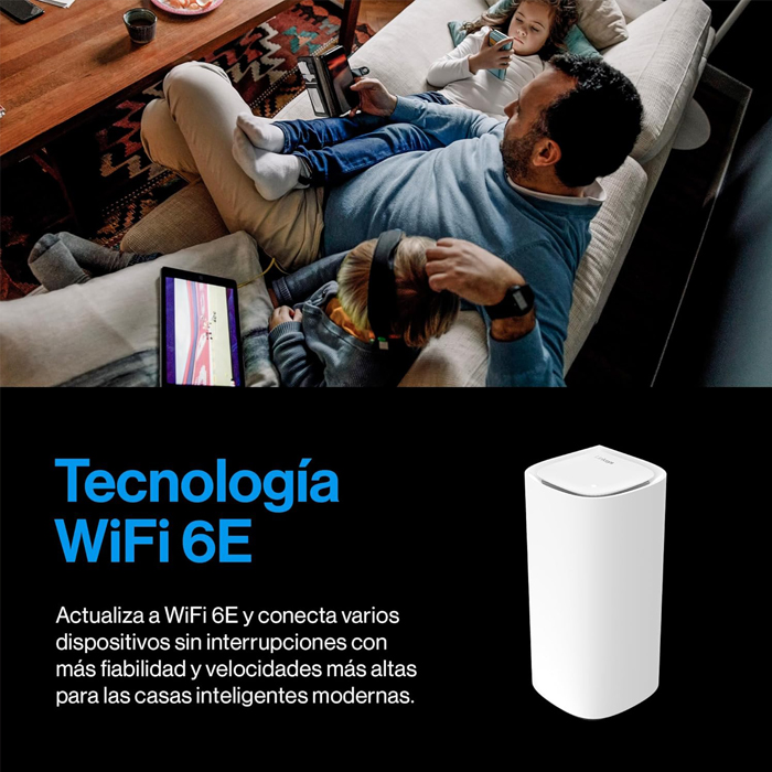 Enrutador Inalámbrico Linksys - Velop Pro 6E Tri banda Mesh WiFi 6, AXE5400, Velocidad Hasta 5400Mb/s, hasta 275 m² y 200 Dispositivos. MX6201