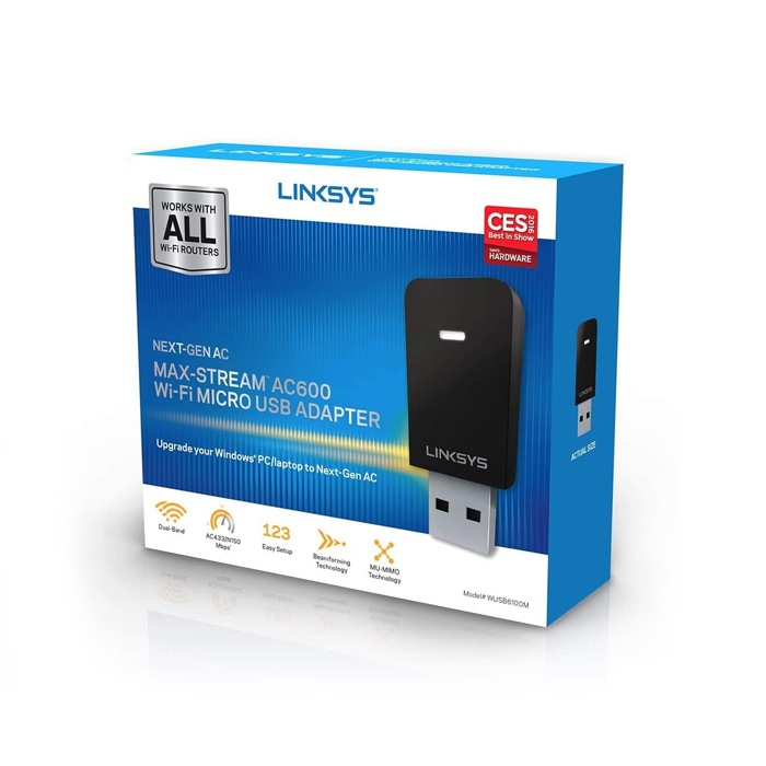 Adaptador Inalambrico Linksys WUSB6100M AC600 - USB 3.0, (hasta 600Mbps) Dual Band. WUSB6100M