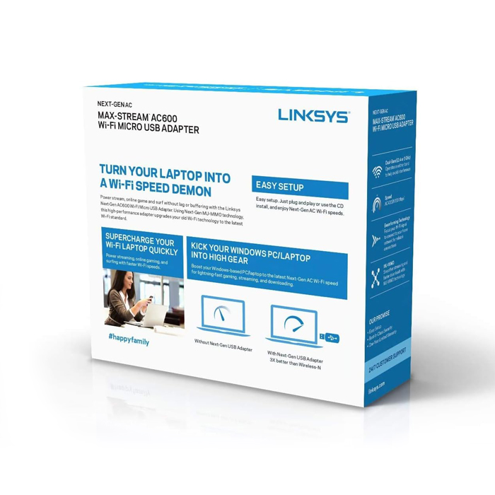 Adaptador Inalambrico Linksys WUSB6100M AC600 - USB 3.0, (hasta 600Mbps) Dual Band. WUSB6100M