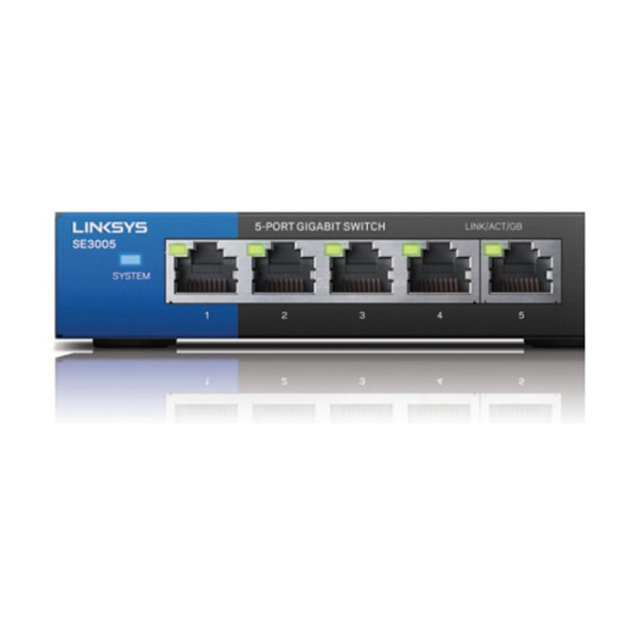 Conmutador (Switch) Linksys SE3005 Desktop Switch - Conmutador ethernet gigabit de 5 puertos a 10/100/1000Mbps, QoS.