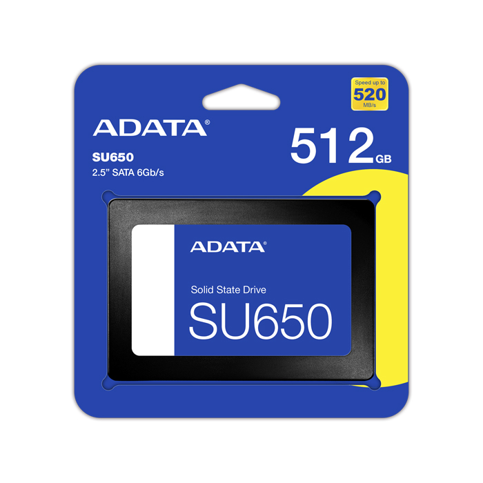 Unidad de Estado Solido(SSD) A-Data ASU650SS - De 2.5", con capacidad de 512GB, 3D TLC, 520MB/s de lectura, 450MB/s de escritura, SATA3 6Gbit/s. ASU650SS-512GT-R