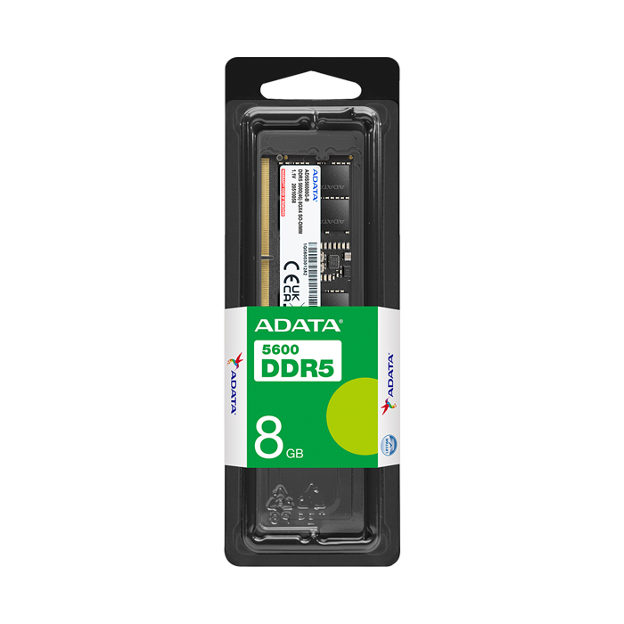 Memoria Ram DIMM ADATA Premier - Capacidad de 8GB DDR5 U-DIMM, 5600Mhz, ECC, CL46, 1.1V, 288 pines, color negro. AD5U56008G-S