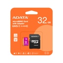 Tarjeta de Memoria Micro SD A-DATA microSDXC/UHS-I clase 10 - Capacidad de 32GB, V10, hasta 100MB/s Lectura, 25MB/s escritura. AUSDH32GUICL10A1-RA1