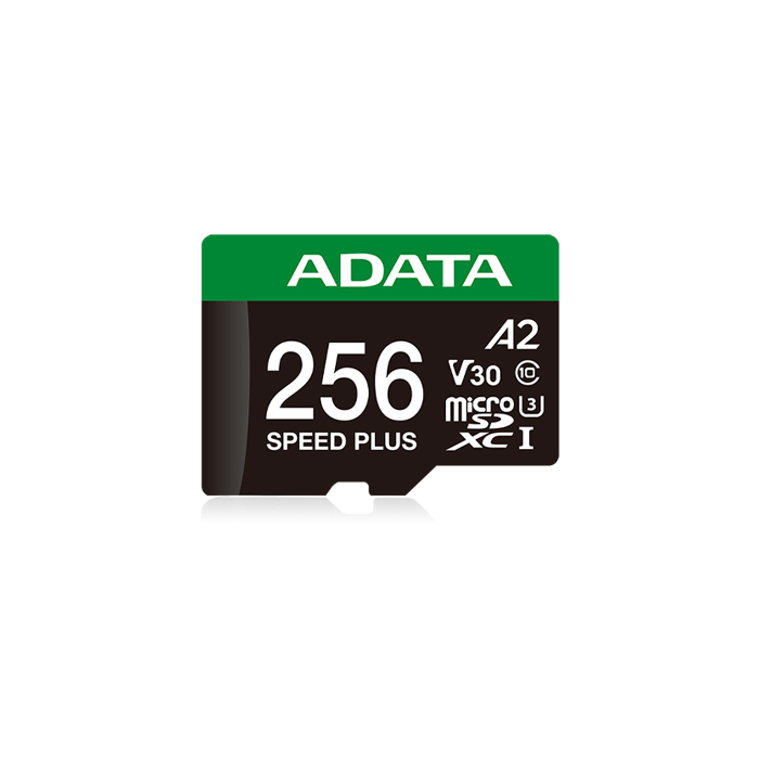 Tarjeta de Memoria A-DATA microSDXC UHS-I U3 Clase 10 - Capacidad 256GB, hasta 180MB/s Lectura, 160MB/s escritura. UD256GUI3V30A2SP-RA1
