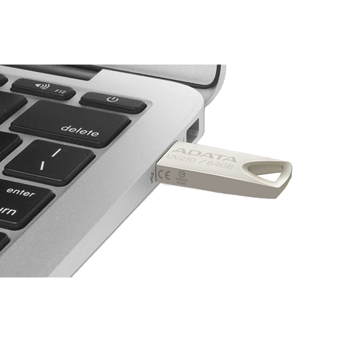 Memoria Flash ADATA AUV210 - Capacidad de 32GB, USB 2.0, color metal. AUV210-32G-RGD