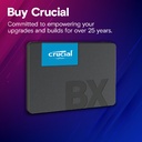Unidad de Estado Sólido (SSD) Crucial BX500 - Capacidad de 1TB, 540MB/s de lectura, 500MB/s de escritura, SATA 6Gb/s 3D Nand, 7.0mm. CT1000BX500SSD1