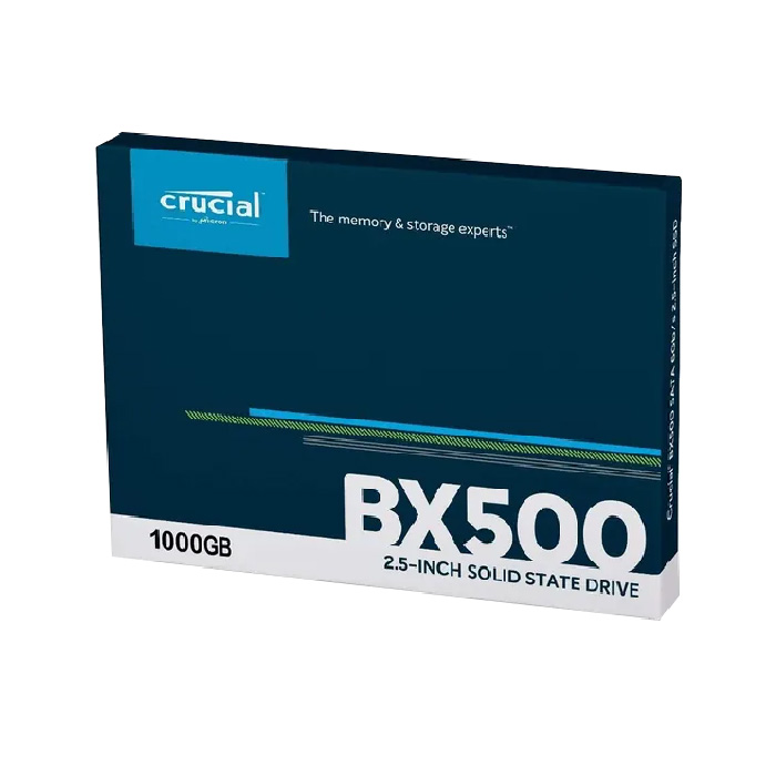 Unidad de Estado Sólido (SSD) Crucial BX500 - Capacidad de 1TB, 540MB/s de lectura, 500MB/s de escritura, SATA 6Gb/s 3D Nand, 7.0mm. CT1000BX500SSD1