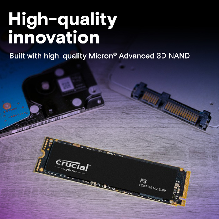 Unidad de Estado Sólido (SSD) Crucial P3 Plus PCIe NVMe 500GB - 4700MB/s de Lectura, 1900MB/s de Escritura, PCIe Gen4, M.2 (2280) CT500P3PSSD8