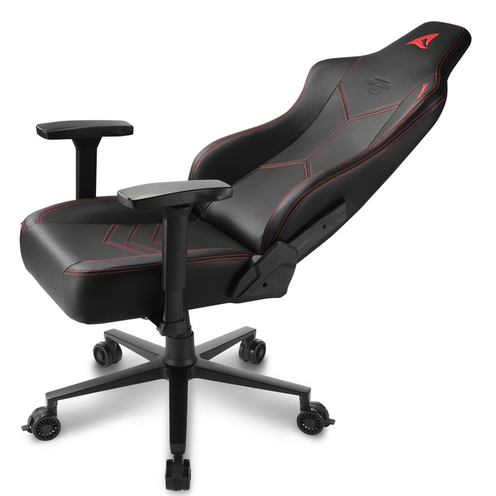 Silla Gamer Sharkoon Skiller SGS30 - Ajustable, estructura de acero, soporte cuello/lumbar, ajuste 90° y 165°, color Negro/Rojo.