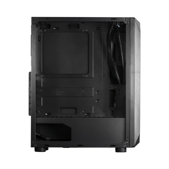 Caja HUNTER - Para ATX/ MICRO ATX/ MINI ITX, conectores 1x USB 3.0, conectores 2x USB 2.0, 3x abanico de 120mm ARGB Frontal (No incluido), 1x abanico de 120mm atrás, color negro. HUNTER-V