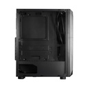 Caja HUNTER - Para ATX/ MICRO ATX/ MINI ITX, conectores 1x USB 3.0, conectores 2x USB 2.0, 3x abanico de 120mm ARGB Frontal (No incluido), 1x abanico de 120mm atrás, color negro. HUNTER-V