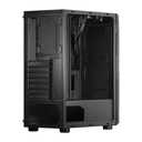 Caja HUNTER - Para ATX/ MICRO ATX/ MINI ITX, conectores 1x USB 3.0, conectores 2x USB 2.0, 3x abanico de 120mm ARGB Frontal (No incluido), 1x abanico de 120mm atrás, color negro. HUNTER-V