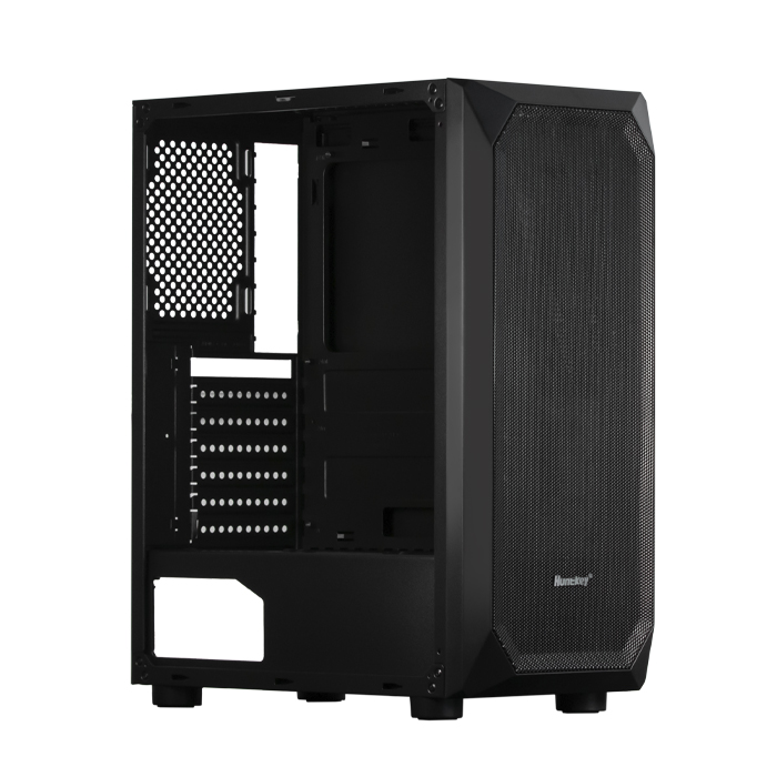 Caja HUNTER - Para ATX/ MICRO ATX/ MINI ITX, conectores 1x USB 3.0, conectores 2x USB 2.0, 3x abanico de 120mm ARGB Frontal (No incluido), 1x abanico de 120mm atrás, color negro. HUNTER-V