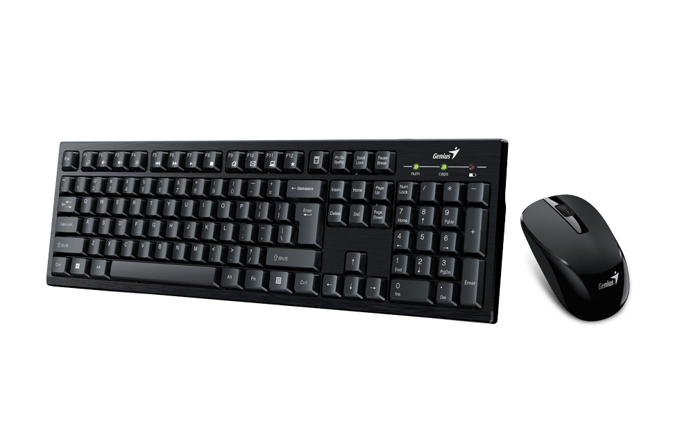 Teclado Genius KM-8101 - Combo de teclado y ratón óptico inalambrico, 3 botones, inalámbrico 2.4Ghz, 1000dpi, español, color negro.