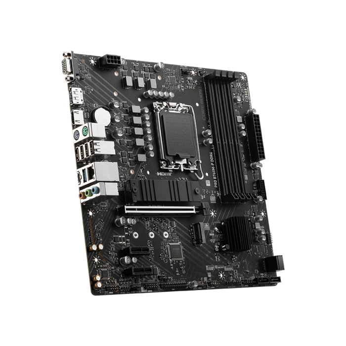 Tarjeta madre MSI PRO B760M-P DDR4 - LGA1700, Intel B760, 4x DDR4 4800Mhz(OC), PCI-Express 4.0, DisplayPort, HDMI, VGA, 4X USB 2.0, 1X USB 3.2, M.2, LAN 2.5G