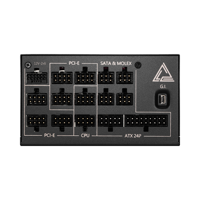 Fuente de poder MSI MAG - Ai1300W, 24 Pines ATX, 6x Conector 6+2 PCI-E 5.0 y 12x SATA, Abanico 135mm, 80 Plus Gold. MEG Ai1300P PCIE5