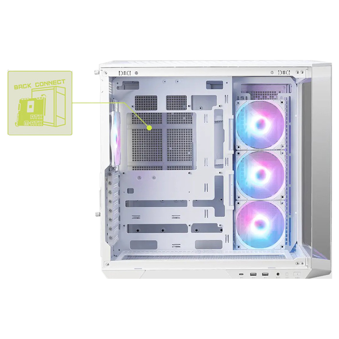 Caja Micro- ATX Tower MAG PANO - ARGB, 1 x USB 3.2 Gen 1 Tipo-A, 1 x USB 3.2 Gen 2x2 Tipo-C, 1 x Salida de audio/Entrada de micrófono, 1 x Botón de interruptor LED,1 x Botón de encendido, Color Blanco. MAG PANO 100R PZ WHITE