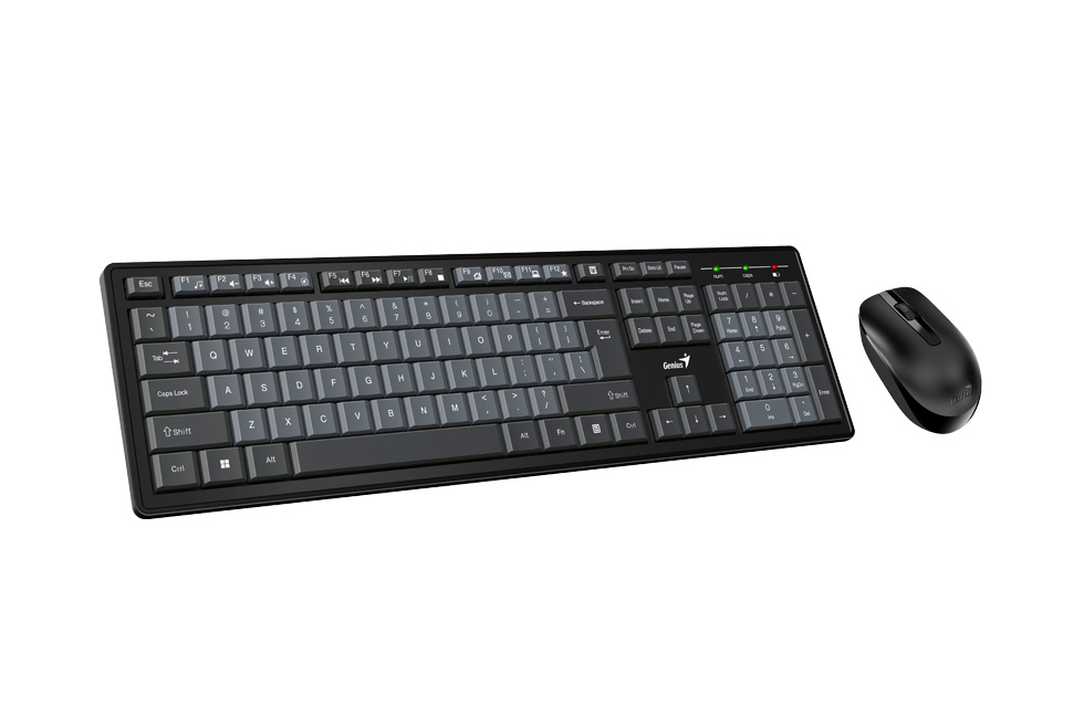 Teclado Genius Smart KM-8200 - Combo de teclado y ratón óptico inalambrico, 3 botones, inalámbrico 2.4Ghz, 1000dpi, español, color negro.