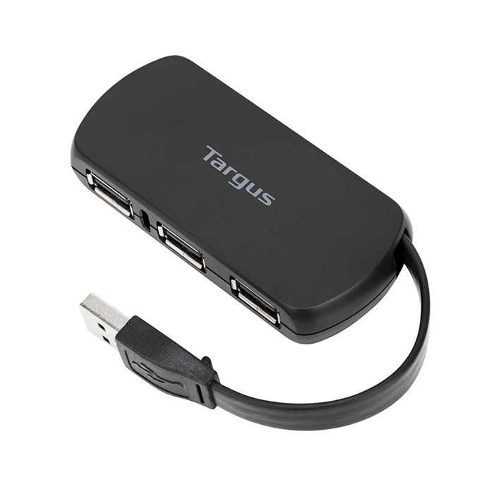 Hub USB 2.0 Targus - 4 Puertos, Velocidad 480 Mbps, compatible con PC y Mac, Negro ACH114US
