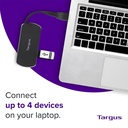 Hub USB 2.0 Targus - 4 Puertos, Velocidad 480 Mbps, compatible con PC y Mac, Negro ACH114US