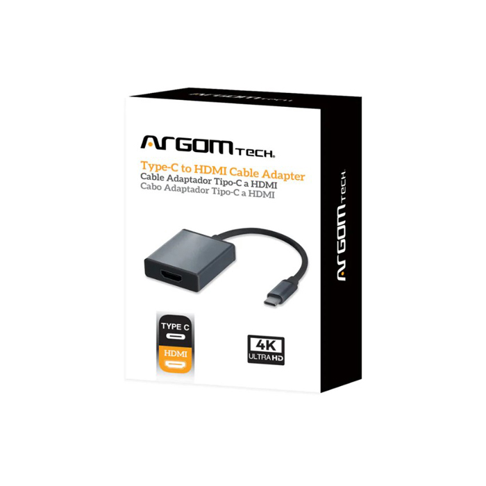 Adaptador Argom Tipo-C a HDMI macho/hembra - 6 Pulgadas, para celulares, tablet, laptops, resoluciones de hasta 3820x2160. ARG-CB-0060