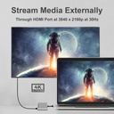 Adaptador Argom, ARG-UB-0181 Tipo-C 3 en 1, 1 salida HDMI 4K, un puerto USB3.0 y una ranura de entrada PD Tipo-C, resolucion 4K(3840 x 2160p a 30 Hz).