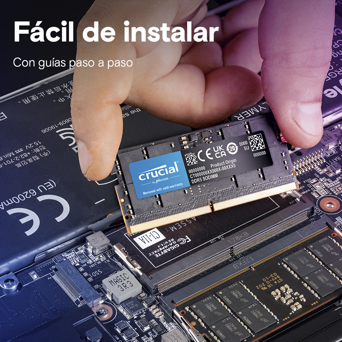 Memoria Ram SODIMM Crucial - Capacidad de 16GB DDR5, 5600MT/s, ECC, CL46, 1.1V, color negro CT16G56C46S5