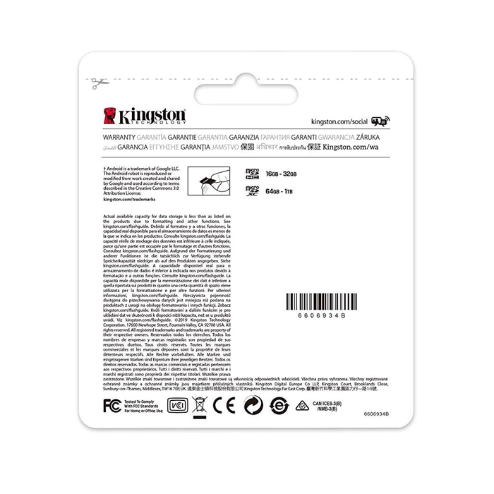 Tarjeta de memoria MicroSD Kingston Select Plus - UHS-I clase 10, hasta 100MB/s Lectura, 10MB/s escritura, con capacidad de 128GB. SDCS2/128GB
