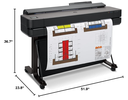 Impresora HP Designjet T650 - Tamaño de 36", impresora de formato grande, resolución de impresión optimizada hasta 2400x1200 ppp, 1GB, usb, wifi.