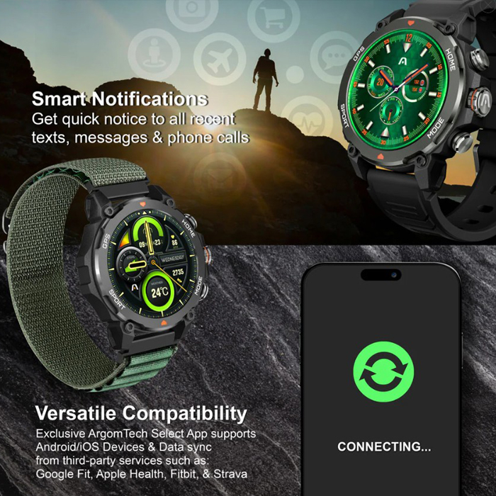Reloj inteligente Argom SkeiWatch C80 ARG-WT-6080BK - Pantalla 1.43" Amoled , Bluetooth 5.3, Grado Militar, Negro. ARG-WT-6080BK