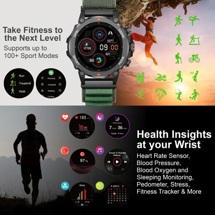 Reloj inteligente Argom SkeiWatch C80 ARG-WT-6080BK - Pantalla 1.43" Amoled , Bluetooth 5.3, Grado Militar, Negro. ARG-WT-6080BK