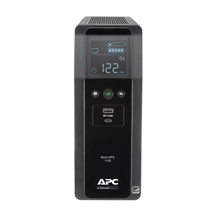 Batería de Respaldo APC Power Saving Back-UPS PRO BR 1100 - Batería con AVR (regulación automática de tensión), pantalla lcd, 600Vatios, 1100VA, 2x usb. BR1100M2-LM