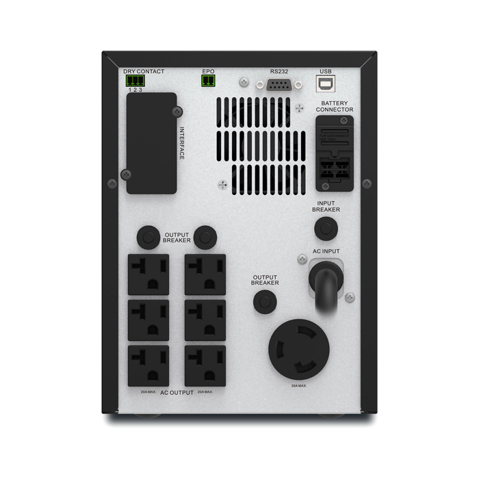 Batería de Respaldo APC Easy UPS SMV 3000VA - De 3.0kVA, AVR, línea interactiva, pantalla lcd, 6x NEMA 5-20R, 1x NEMA L5-30R, 2100watts, usb, serial. SMV3000CA