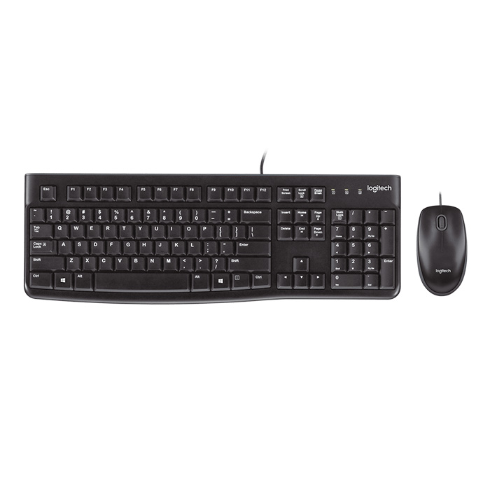 Teclado & Ratón óptico Logitech MK120 - Resistente a salpicaduras, Inglés, Negro, USB 920-002565
