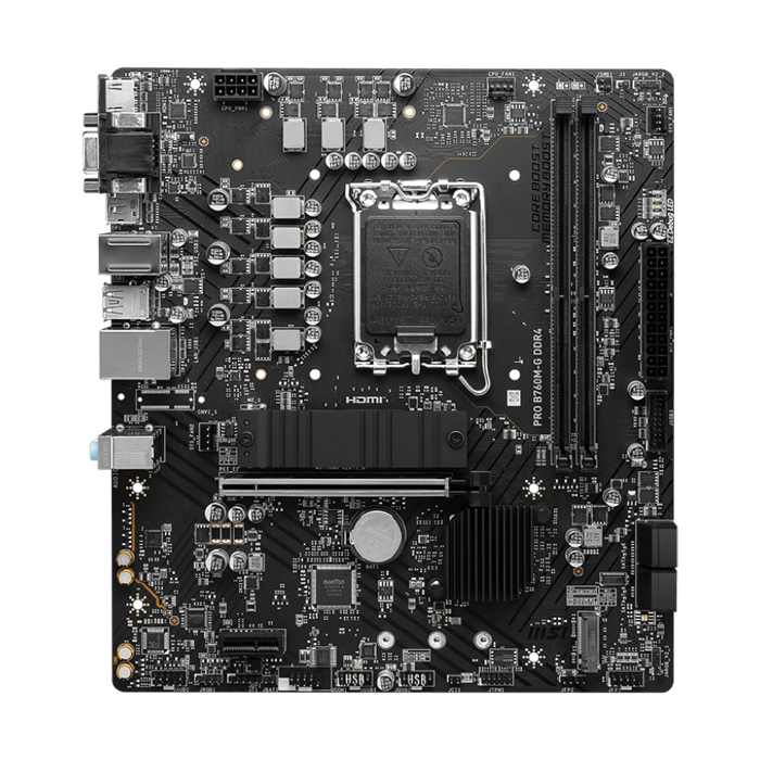 Tarjeta Madre Intel MSI PRO B760M-G - LGA1700, Intel B760, Micro-ATX, 2x DDR4 hasta 64GB, PCI-Express 4.0 x16, HDMI, VGA, DisplayPort, USB. PRO B760M-G DDR4